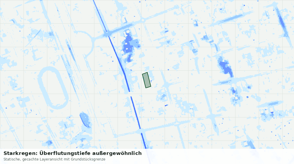 Statische Kartenansicht: Starkregen: Überflutungstiefe außergewöhnlich