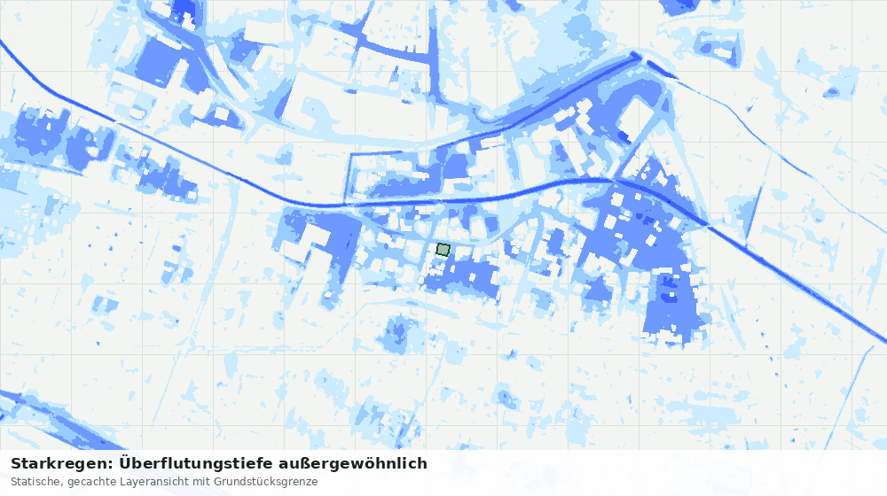 Statische Kartenansicht: Starkregen: Überflutungstiefe außergewöhnlich