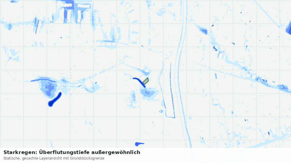 Statische Kartenansicht: Starkregen: Überflutungstiefe außergewöhnlich