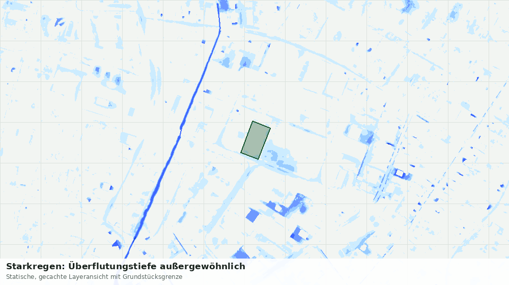 Statische Kartenansicht: Starkregen: Überflutungstiefe außergewöhnlich
