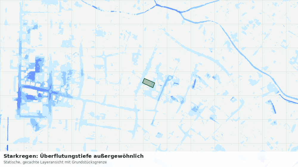 Statische Kartenansicht: Starkregen: Überflutungstiefe außergewöhnlich