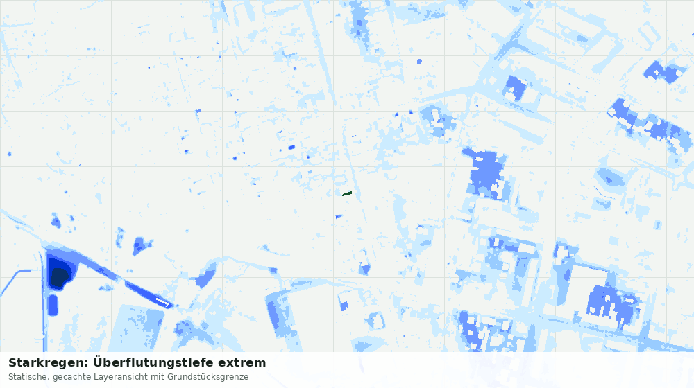 Statische Kartenansicht: Starkregen: Überflutungstiefe extrem