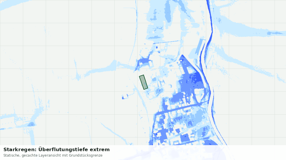 Statische Kartenansicht: Starkregen: Überflutungstiefe extrem