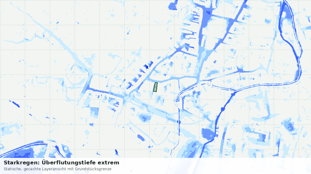 Statische Kartenansicht: Starkregen: Überflutungstiefe extrem