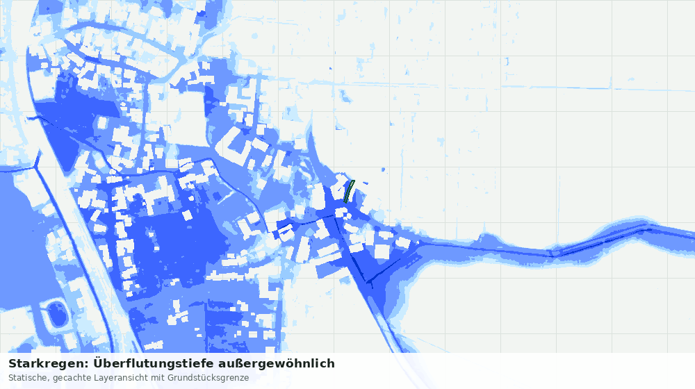 Statische Kartenansicht: Starkregen: Überflutungstiefe außergewöhnlich