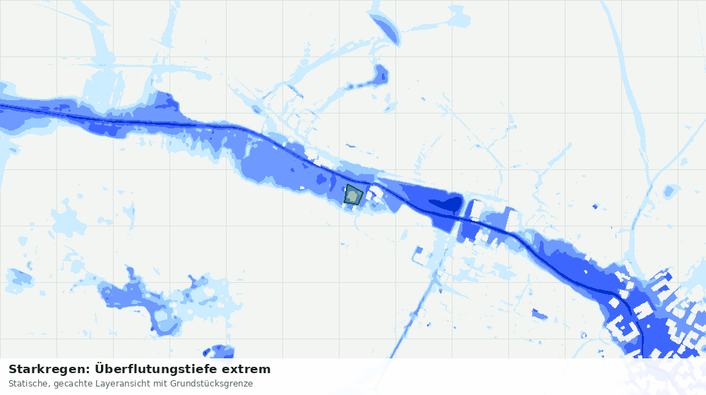 Statische Kartenansicht: Starkregen: Überflutungstiefe extrem