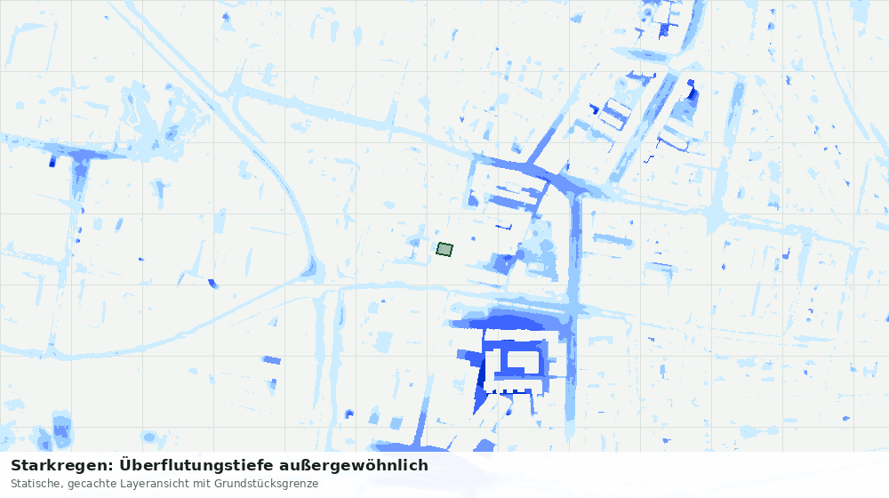 Statische Kartenansicht: Starkregen: Überflutungstiefe außergewöhnlich