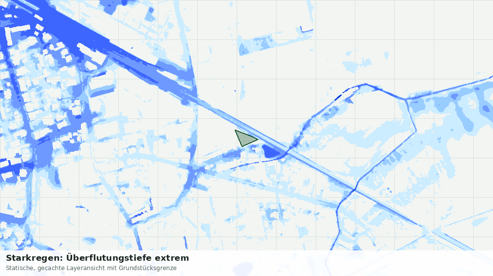 Statische Kartenansicht: Starkregen: Überflutungstiefe extrem