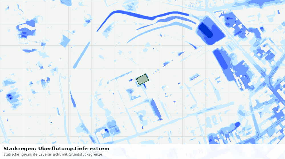 Statische Kartenansicht: Starkregen: Überflutungstiefe extrem