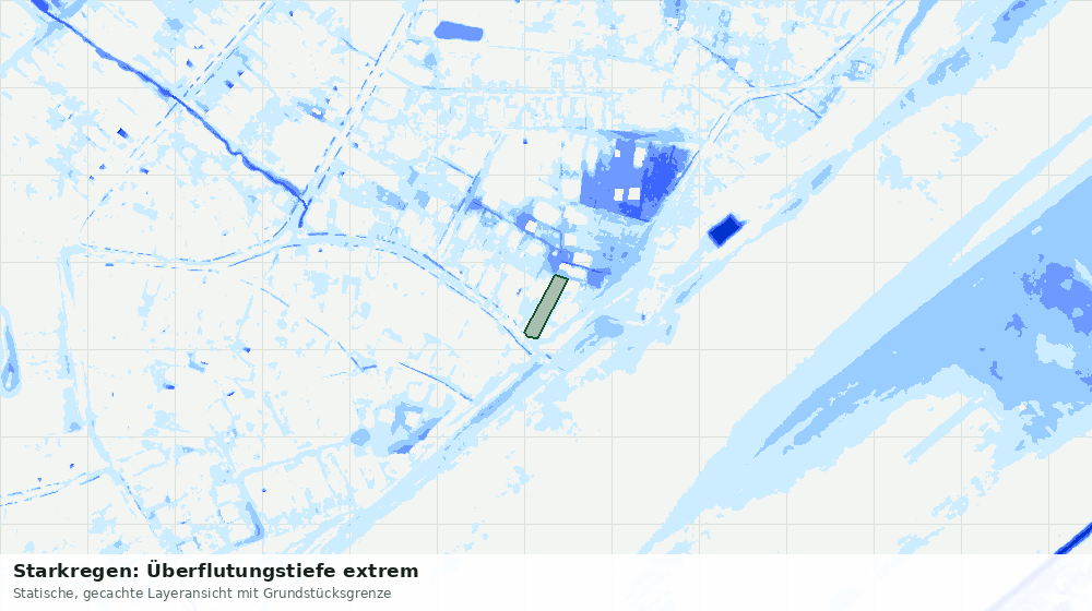 Statische Kartenansicht: Starkregen: Überflutungstiefe extrem