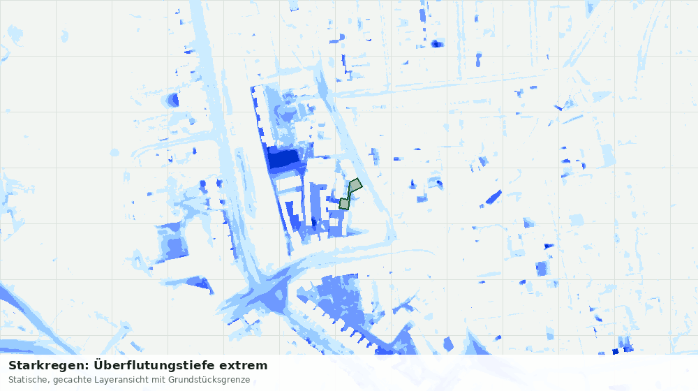 Statische Kartenansicht: Starkregen: Überflutungstiefe extrem