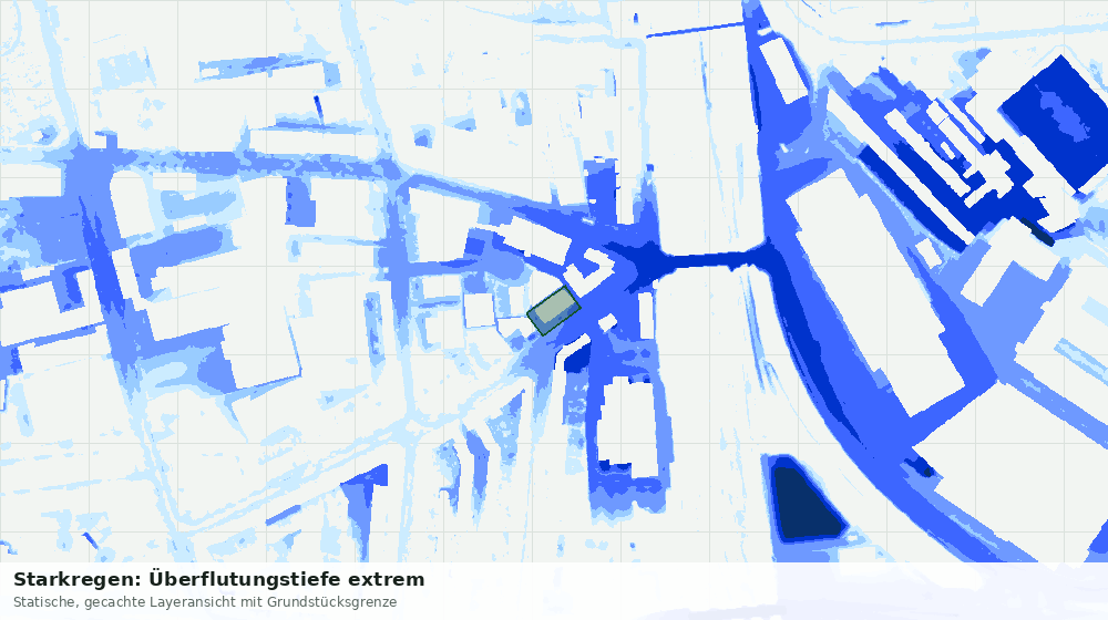 Statische Kartenansicht: Starkregen: Überflutungstiefe extrem