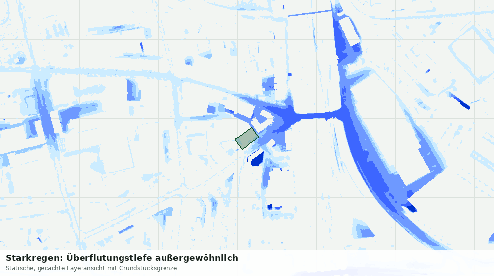 Statische Kartenansicht: Starkregen: Überflutungstiefe außergewöhnlich
