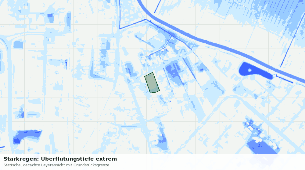 Statische Kartenansicht: Starkregen: Überflutungstiefe extrem