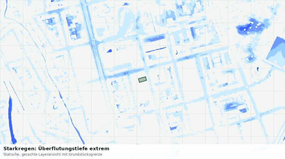 Statische Kartenansicht: Starkregen: Überflutungstiefe extrem