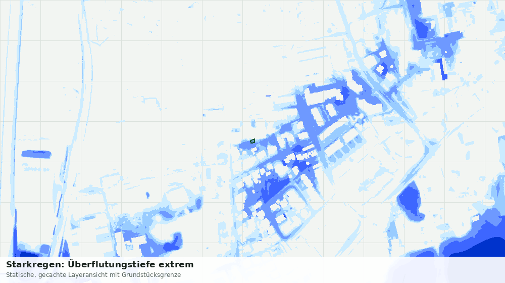 Statische Kartenansicht: Starkregen: Überflutungstiefe extrem