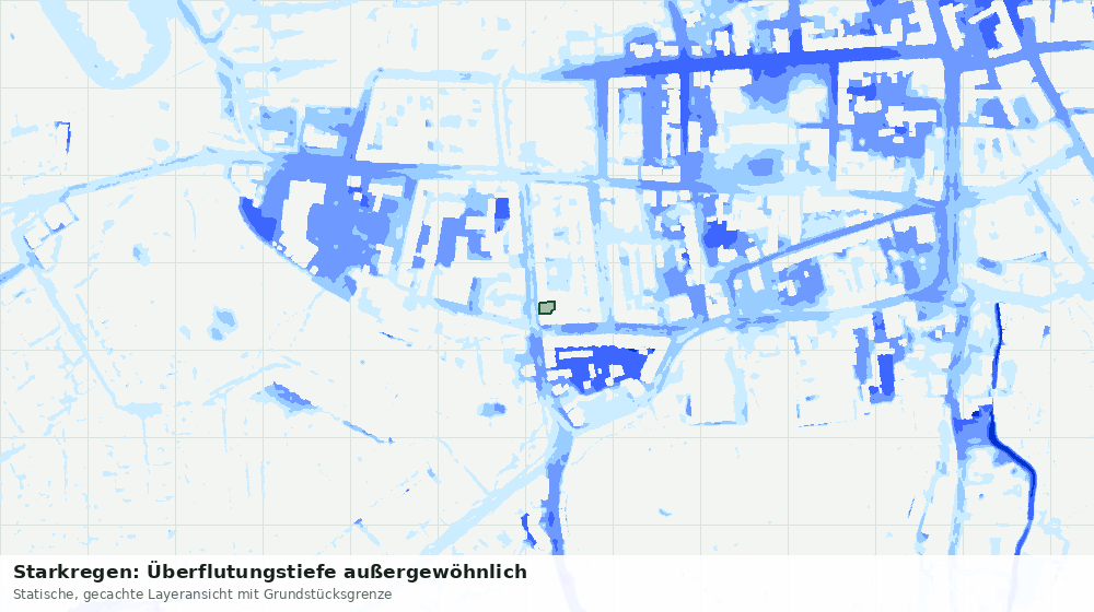 Statische Kartenansicht: Starkregen: Überflutungstiefe außergewöhnlich