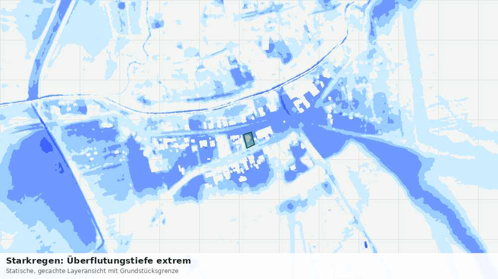 Statische Kartenansicht: Starkregen: Überflutungstiefe extrem