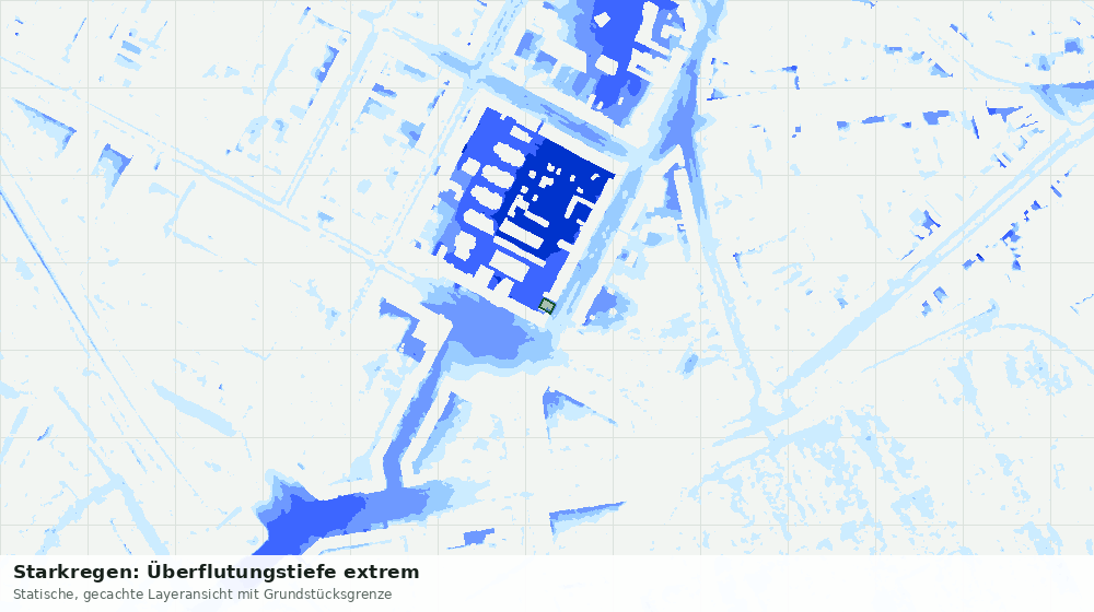 Statische Kartenansicht: Starkregen: Überflutungstiefe extrem