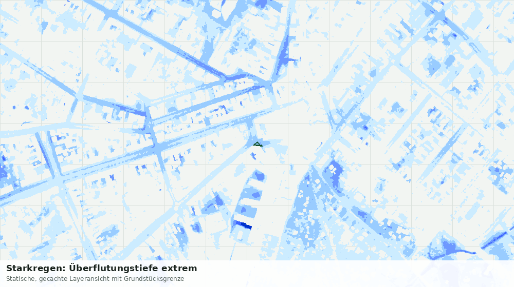 Statische Kartenansicht: Starkregen: Überflutungstiefe extrem