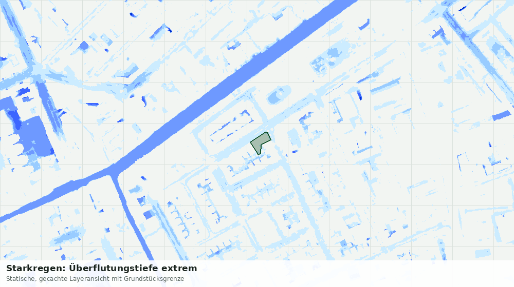 Statische Kartenansicht: Starkregen: Überflutungstiefe extrem
