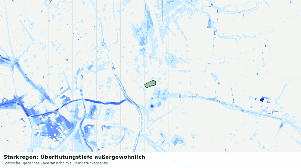 Statische Kartenansicht: Starkregen: Überflutungstiefe außergewöhnlich