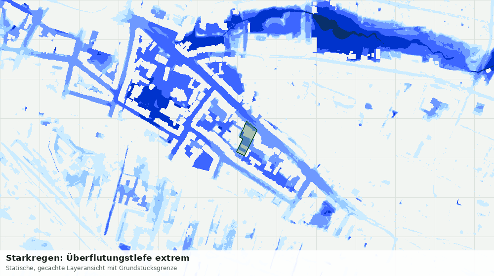 Statische Kartenansicht: Starkregen: Überflutungstiefe extrem