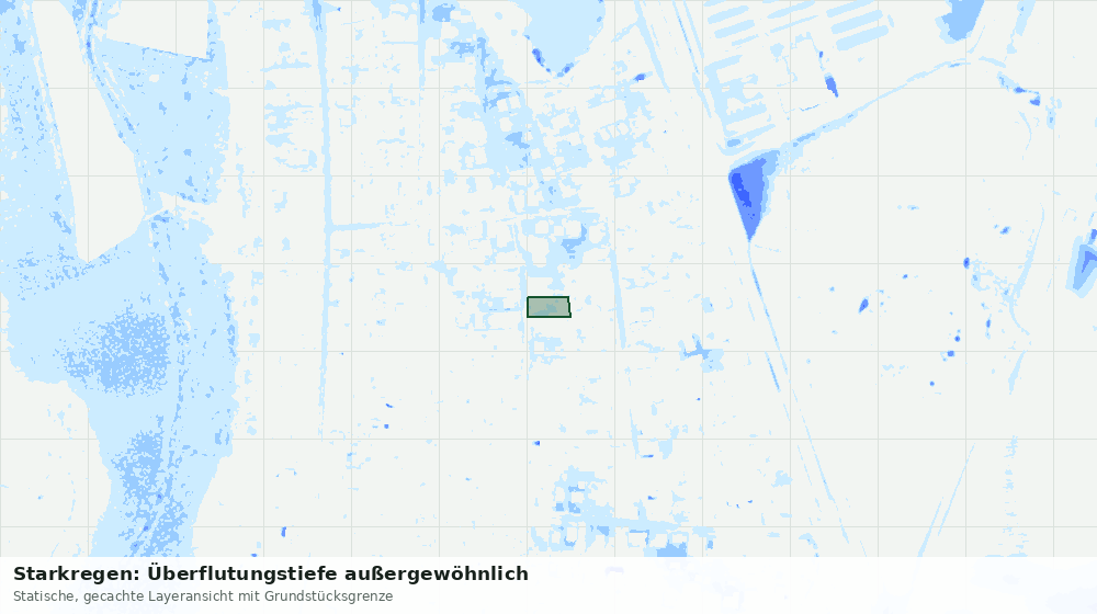 Statische Kartenansicht: Starkregen: Überflutungstiefe außergewöhnlich