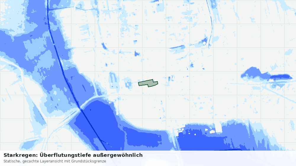 Statische Kartenansicht: Starkregen: Überflutungstiefe außergewöhnlich