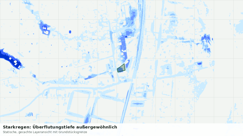 Statische Kartenansicht: Starkregen: Überflutungstiefe außergewöhnlich