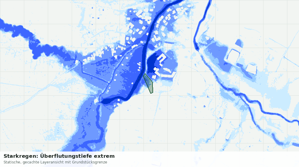 Statische Kartenansicht: Starkregen: Überflutungstiefe extrem