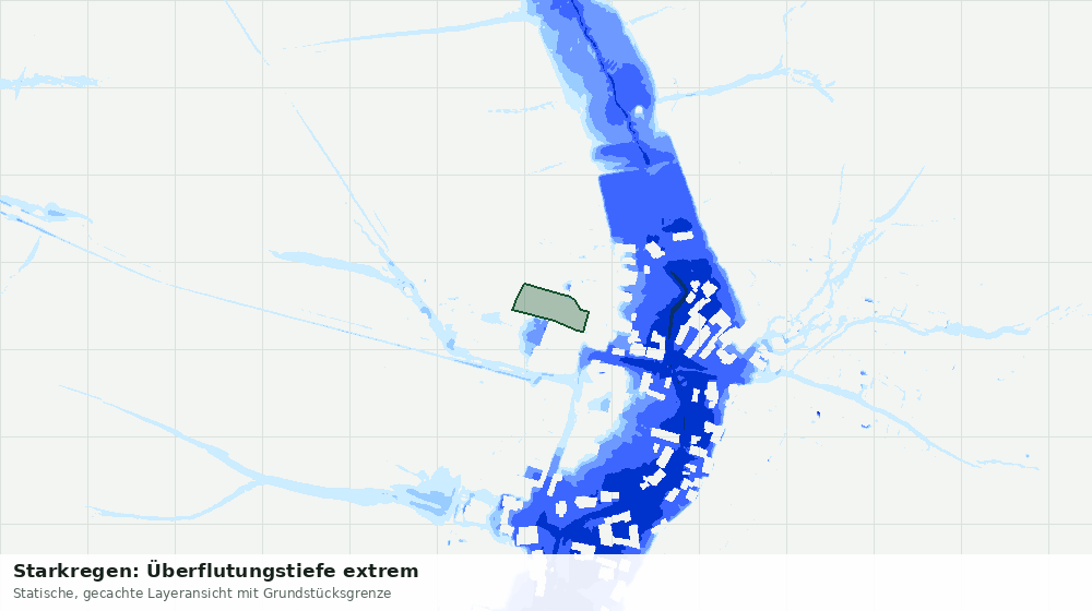 Statische Kartenansicht: Starkregen: Überflutungstiefe extrem