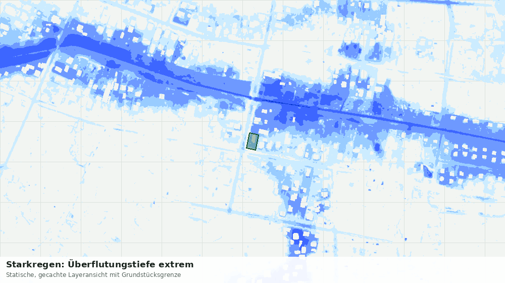 Statische Kartenansicht: Starkregen: Überflutungstiefe extrem
