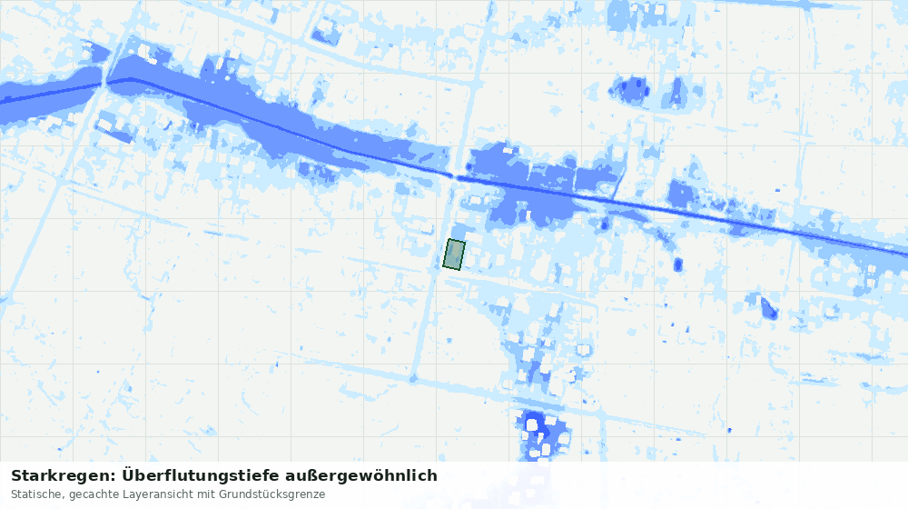 Statische Kartenansicht: Starkregen: Überflutungstiefe außergewöhnlich