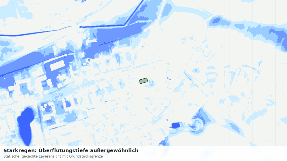 Statische Kartenansicht: Starkregen: Überflutungstiefe außergewöhnlich