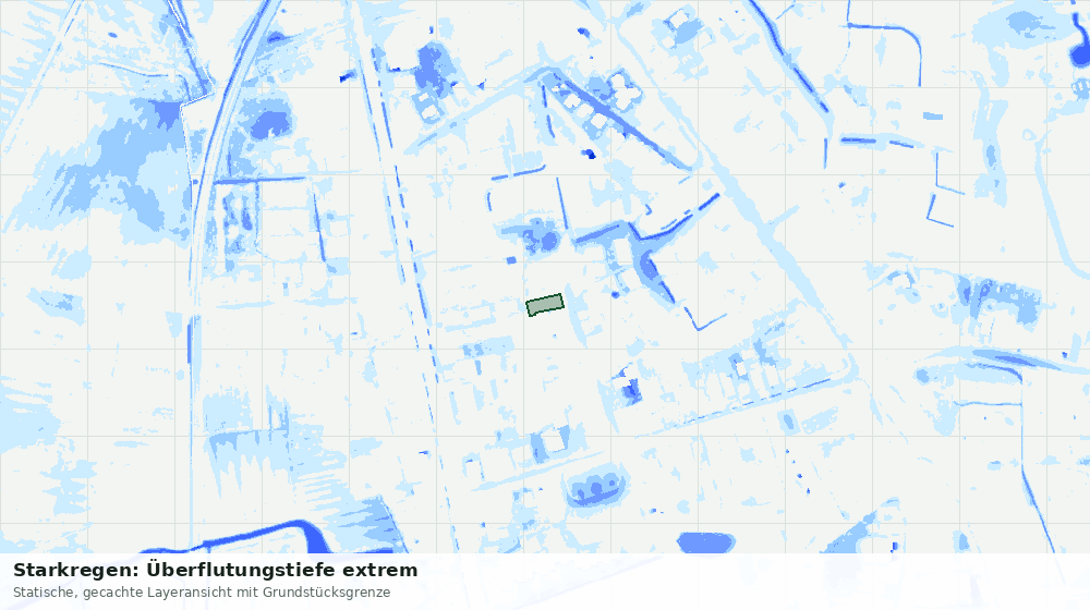 Statische Kartenansicht: Starkregen: Überflutungstiefe extrem