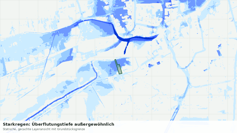 Statische Kartenansicht: Starkregen: Überflutungstiefe außergewöhnlich