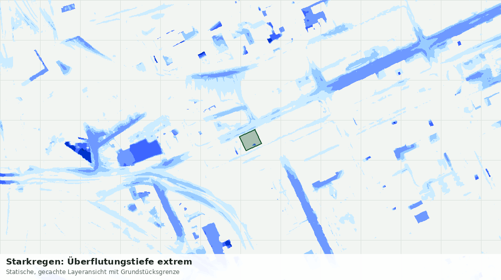 Statische Kartenansicht: Starkregen: Überflutungstiefe extrem