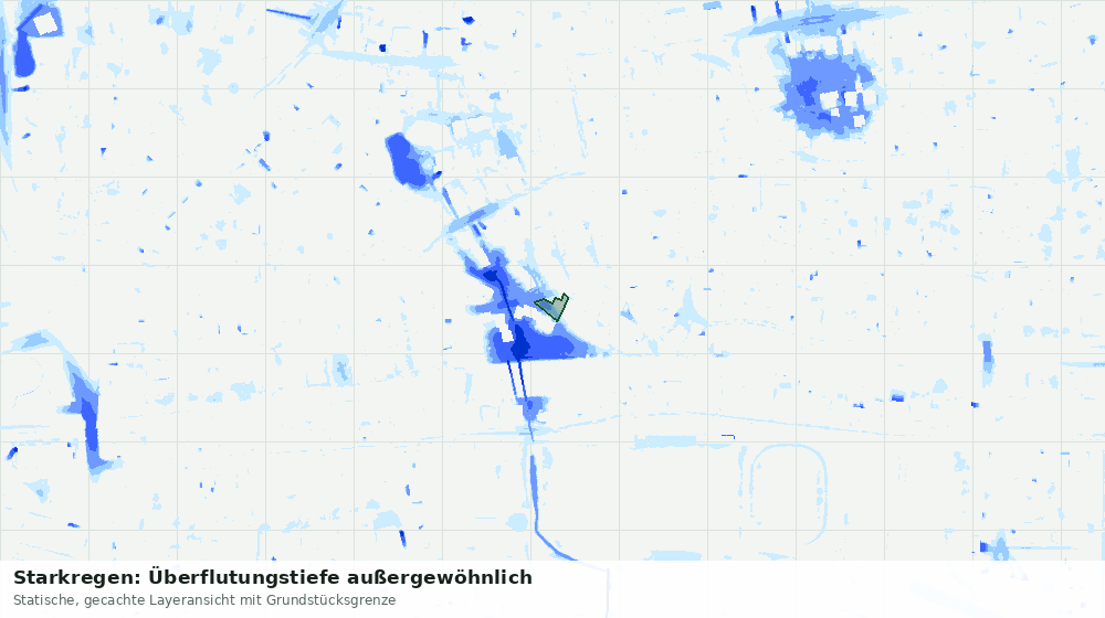 Statische Kartenansicht: Starkregen: Überflutungstiefe außergewöhnlich