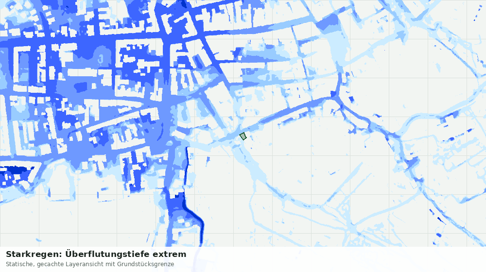 Statische Kartenansicht: Starkregen: Überflutungstiefe extrem