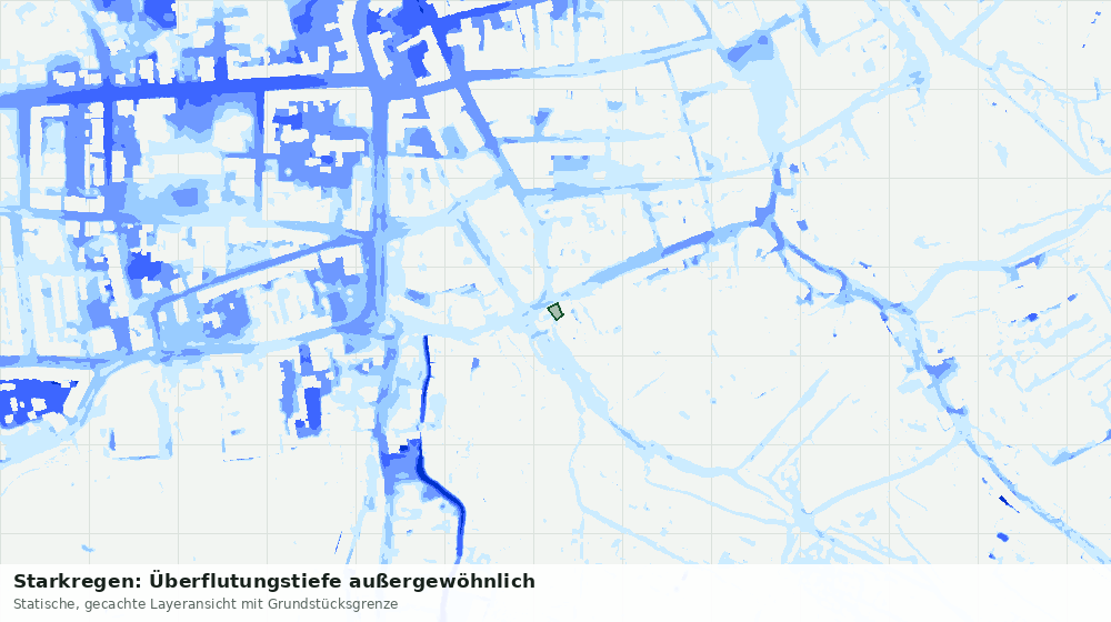 Statische Kartenansicht: Starkregen: Überflutungstiefe außergewöhnlich