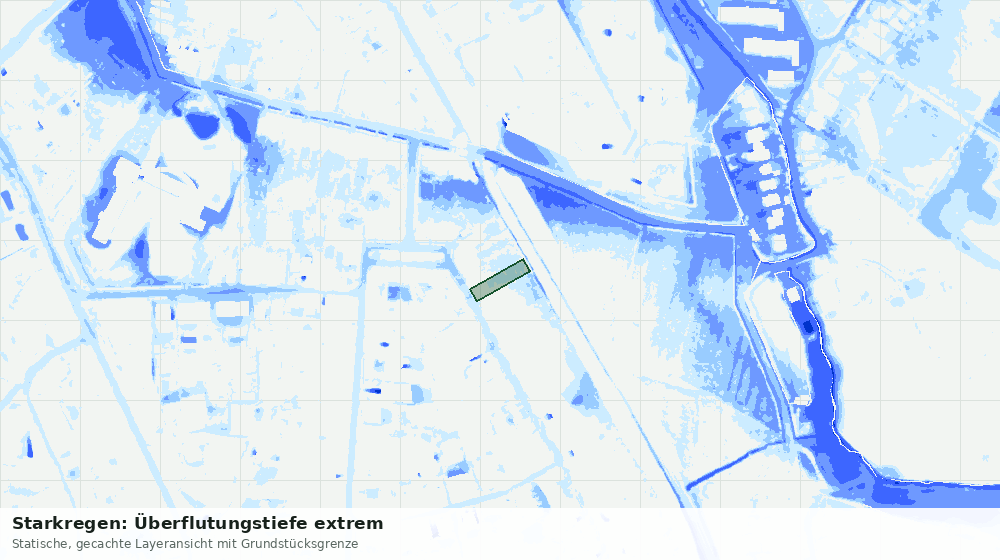 Statische Kartenansicht: Starkregen: Überflutungstiefe extrem