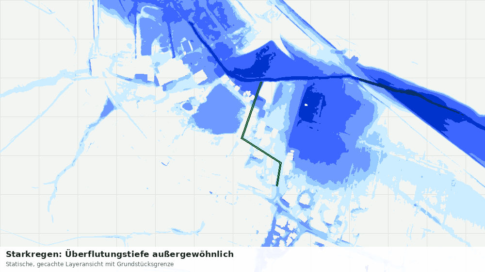 Statische Kartenansicht: Starkregen: Überflutungstiefe außergewöhnlich