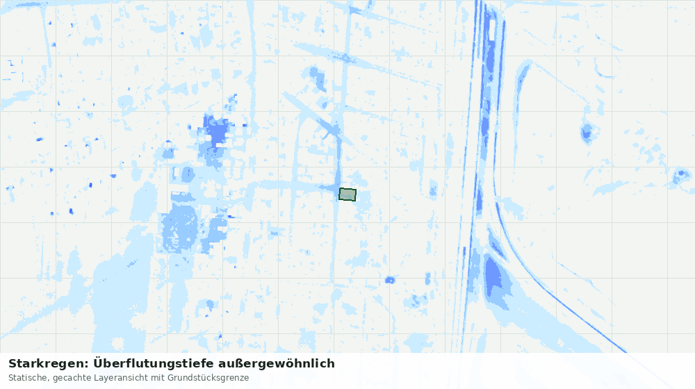 Statische Kartenansicht: Starkregen: Überflutungstiefe außergewöhnlich