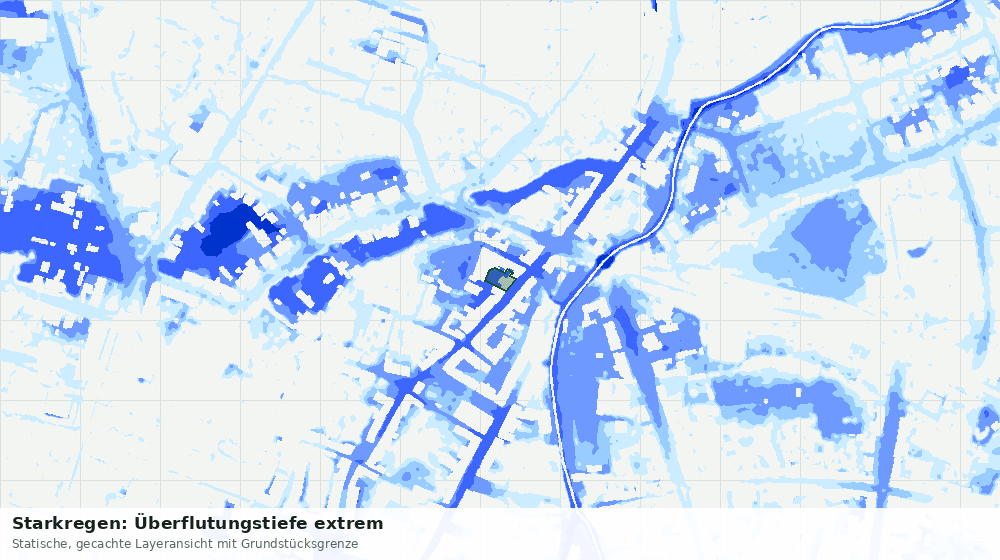 Statische Kartenansicht: Starkregen: Überflutungstiefe extrem
