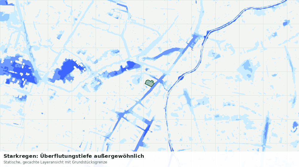 Statische Kartenansicht: Starkregen: Überflutungstiefe außergewöhnlich
