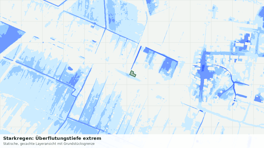 Statische Kartenansicht: Starkregen: Überflutungstiefe extrem