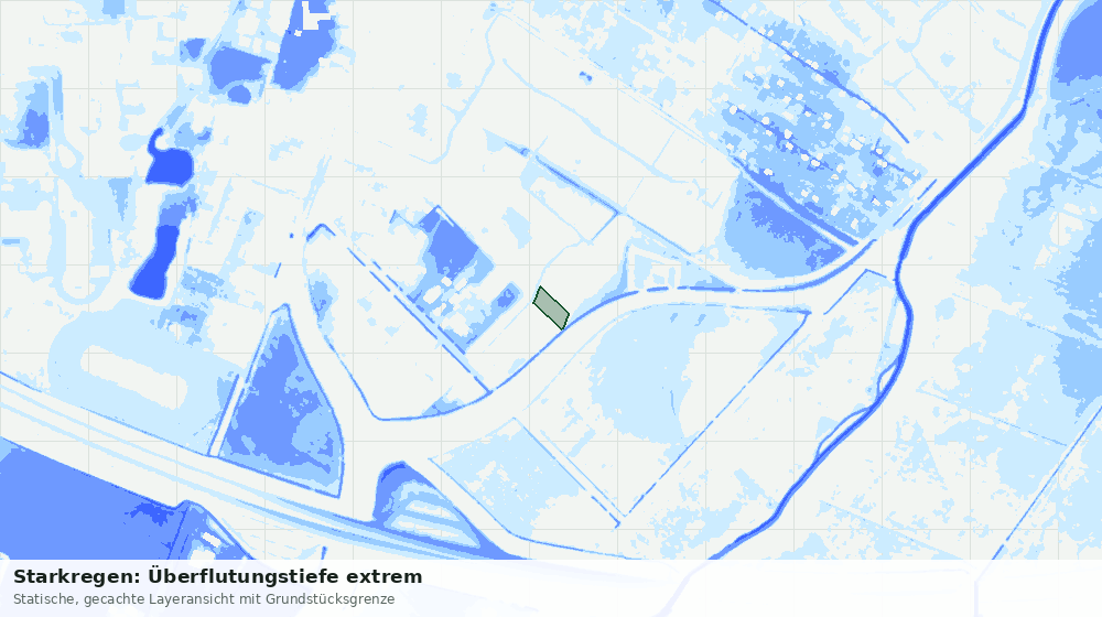 Statische Kartenansicht: Starkregen: Überflutungstiefe extrem