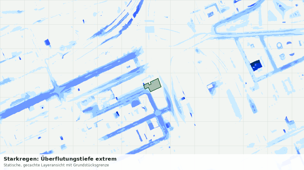 Statische Kartenansicht: Starkregen: Überflutungstiefe extrem
