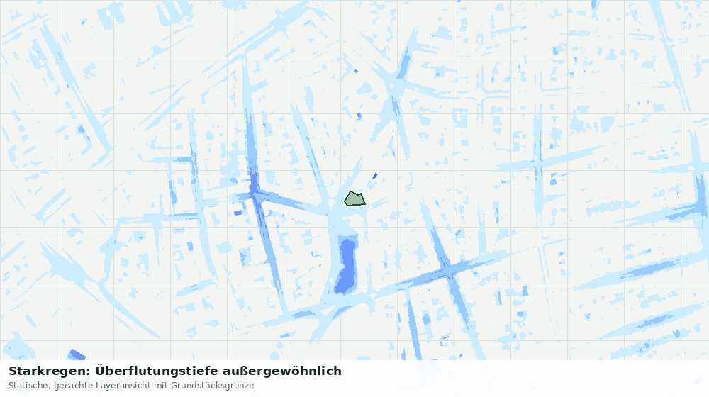 Statische Kartenansicht: Starkregen: Überflutungstiefe außergewöhnlich